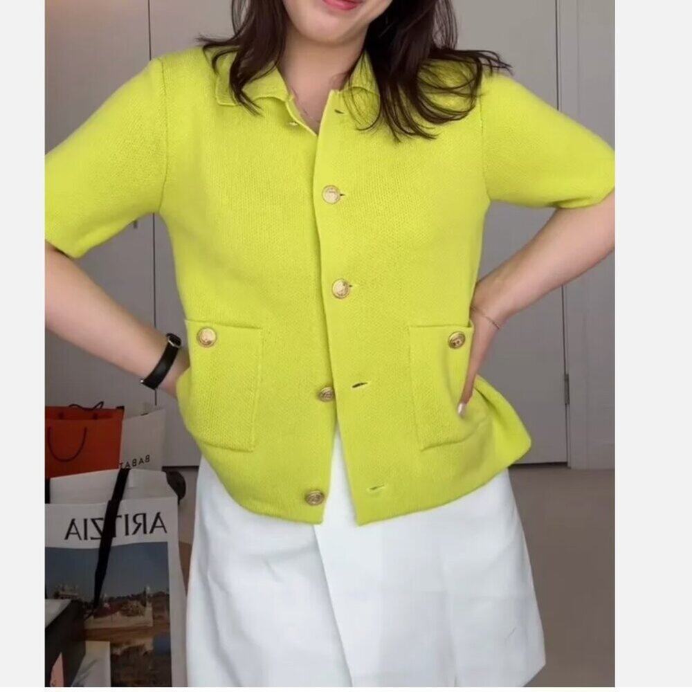 ZARA BLOGGERS’ FAVORITE BASIC SHORT SLEEVE KNIT CARDIGAN Sizes S, M, L NWT - Picture 9 of 15